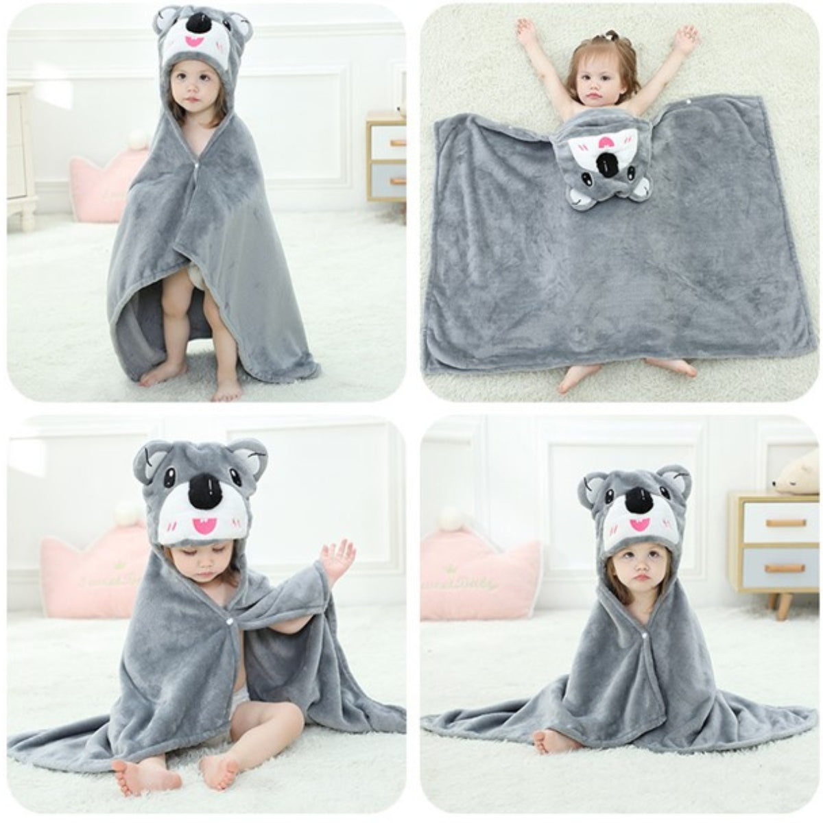 bébé avec cape de bain koala