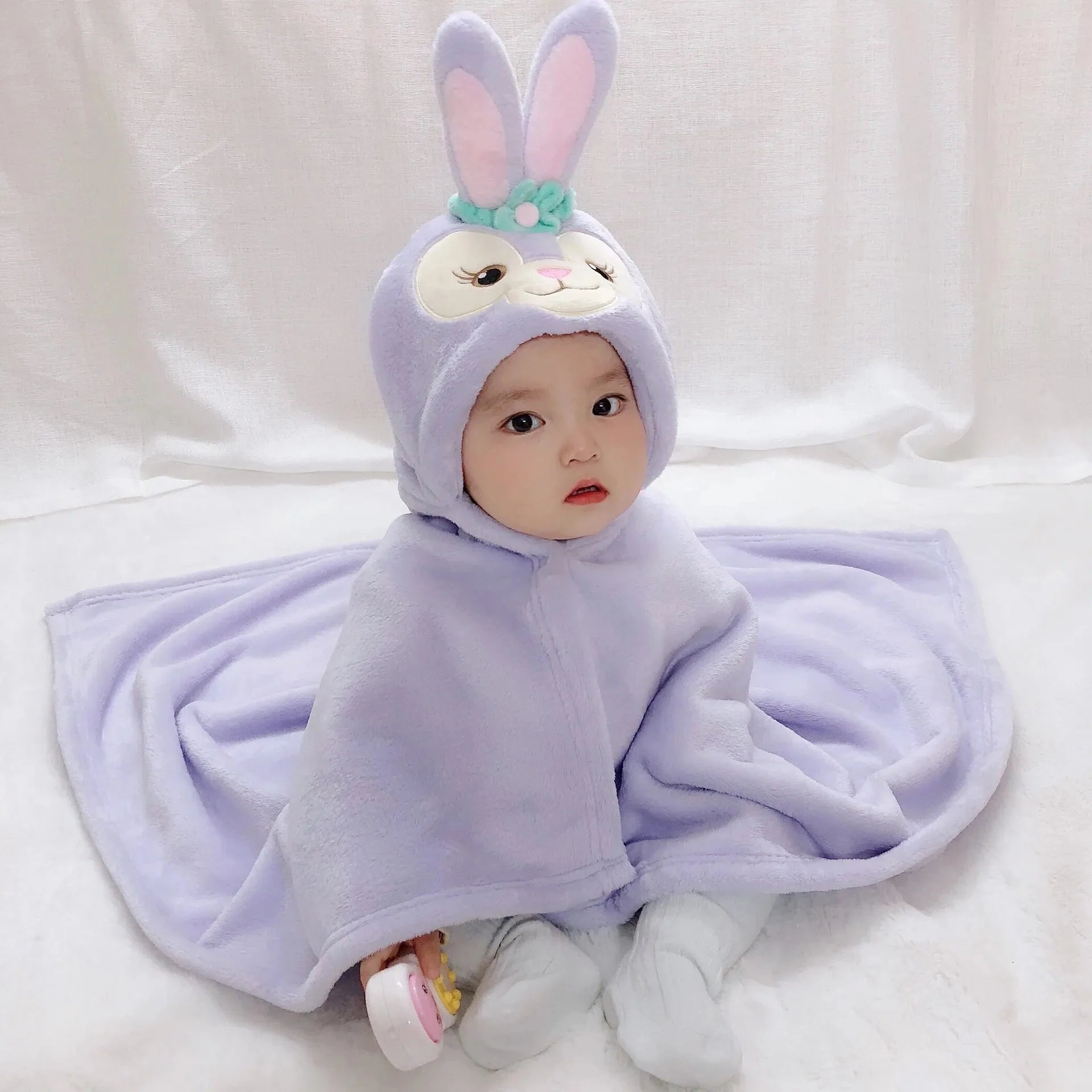 cape de bain bébé lapin violet