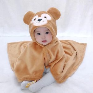 Cape de Bain Bébé Ours en coton doux