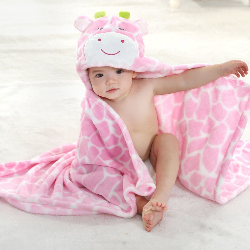 cape de bain bébé vache rose