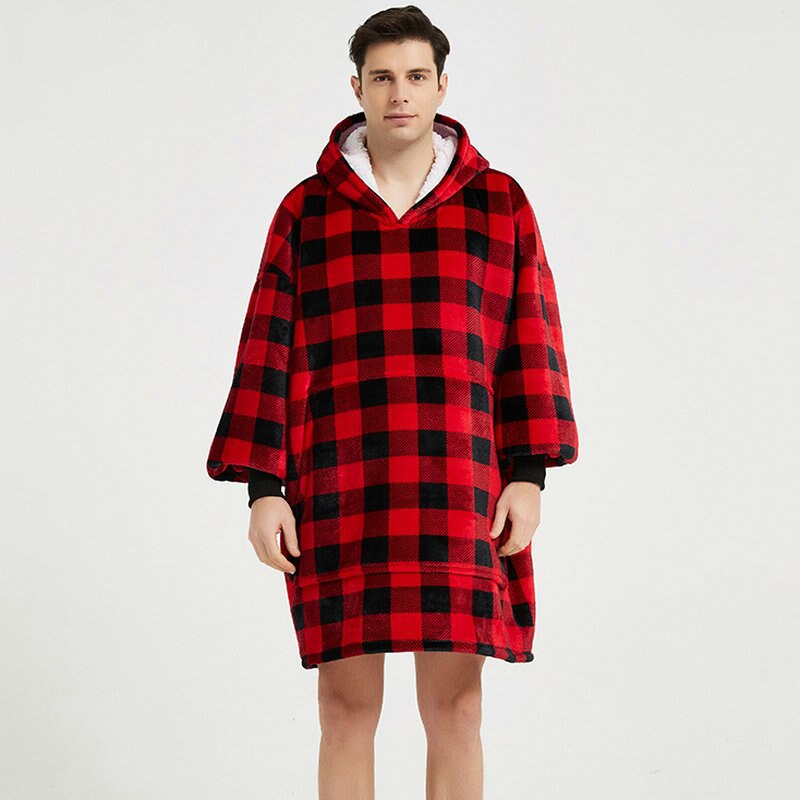 plaid poncho polaire homme