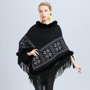 poncho avec fourrure
