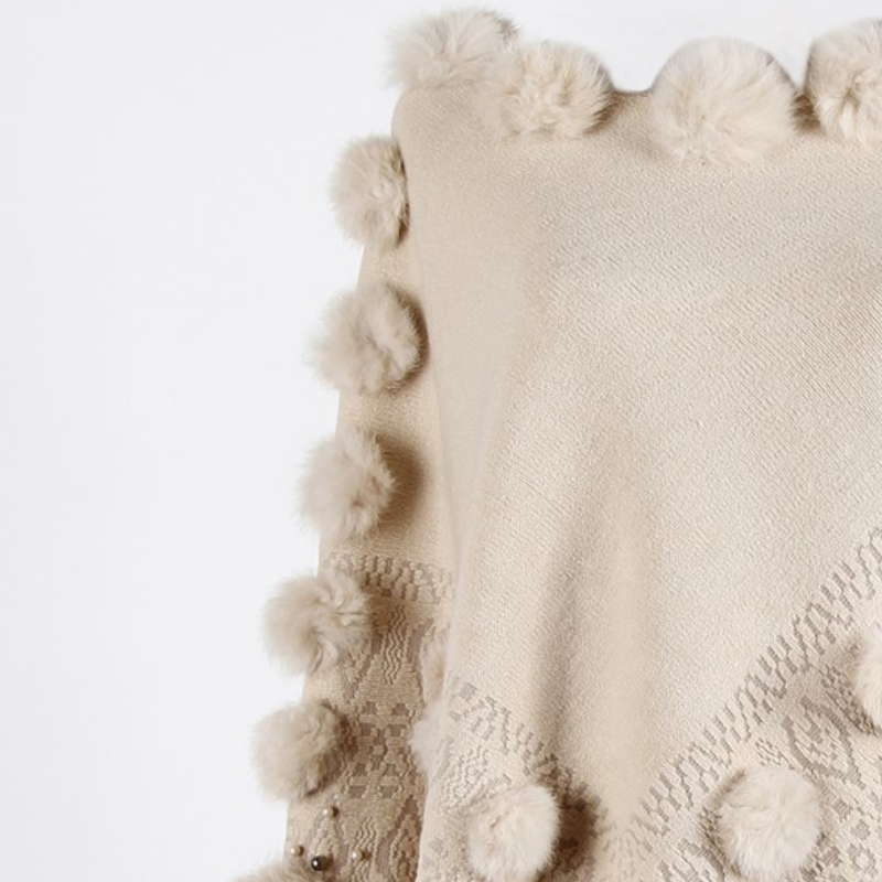 design bohème poncho avec pompon