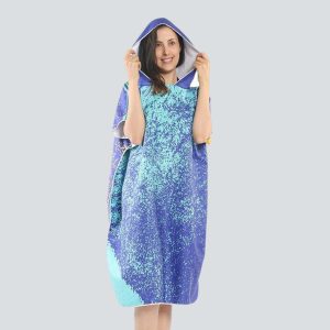 poncho bain bleu élégant