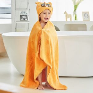 Poncho de bain enfant chien orange