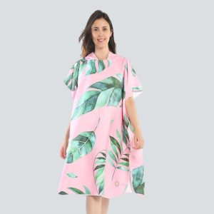 poncho bain feuille