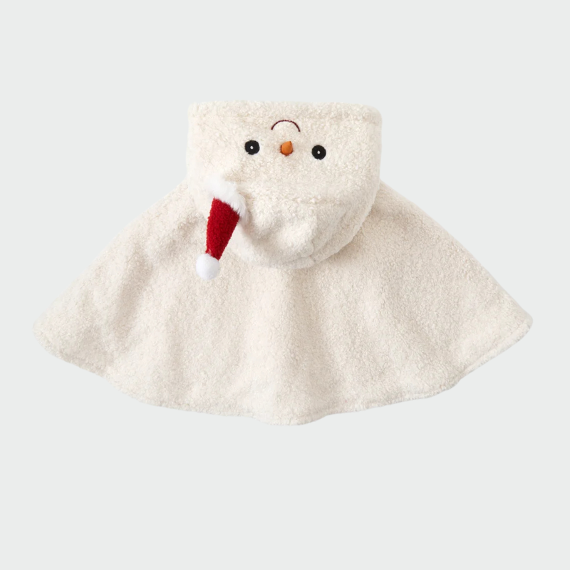 bébé avec poncho bonhomme de neige