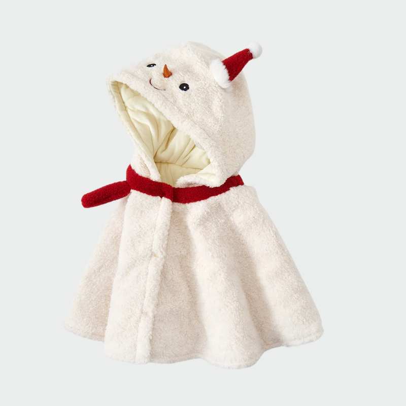 poncho enfant hiver style bonhomme de neige