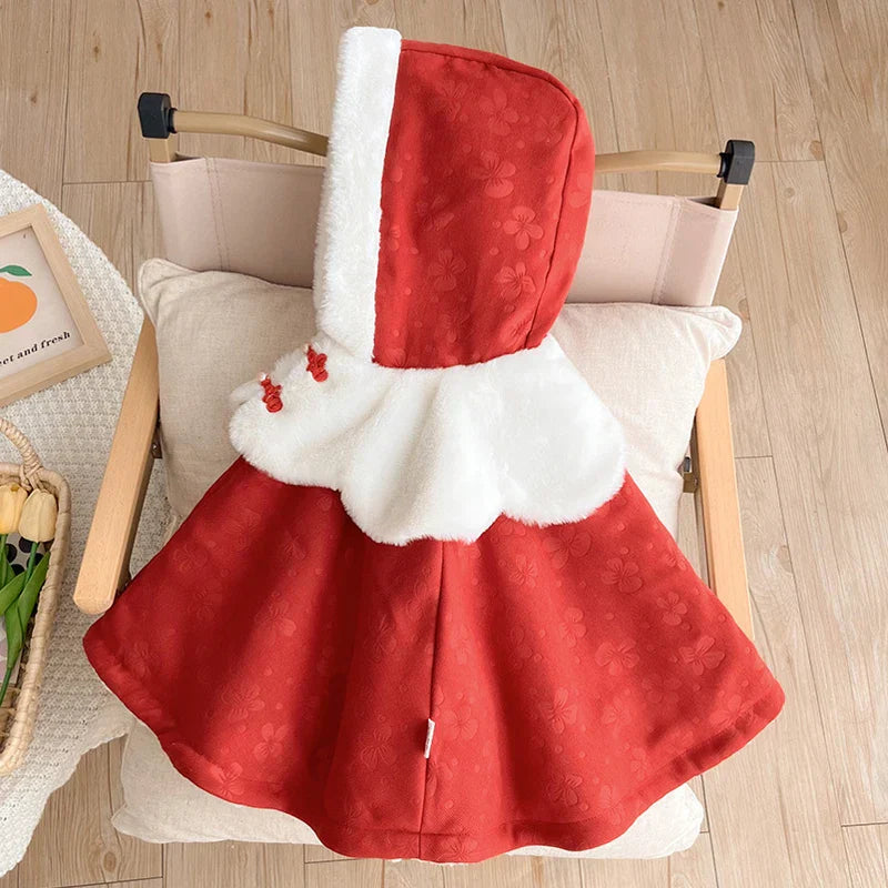 poncho rouge pour bébé fille