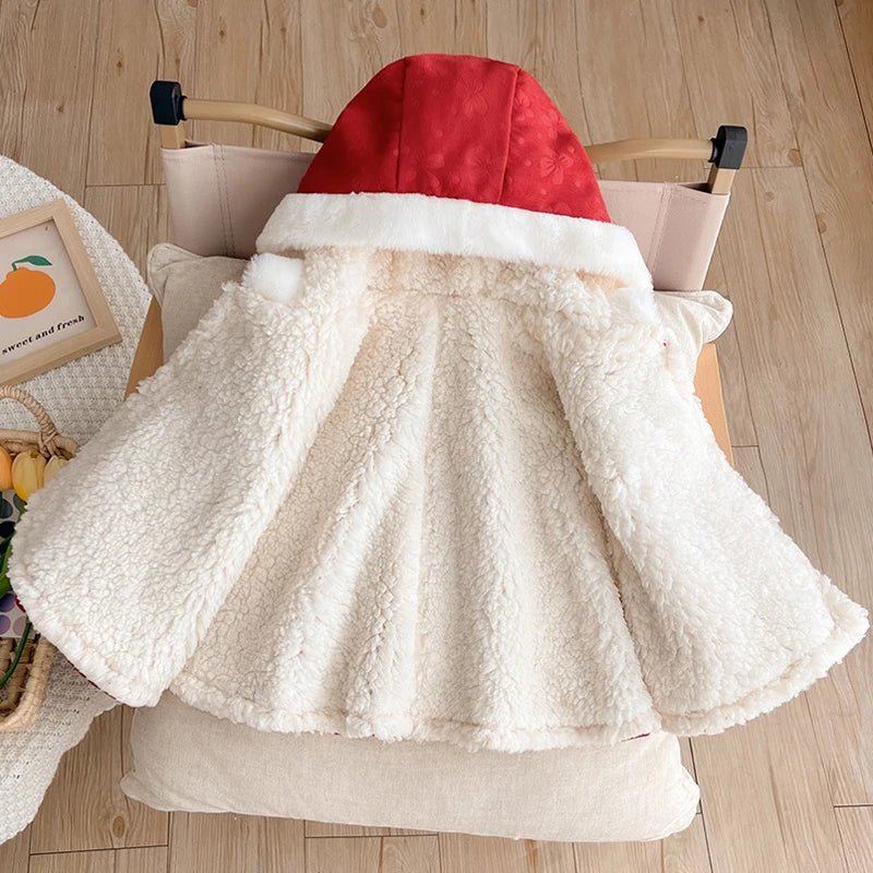 capuche poncho bébé rouge