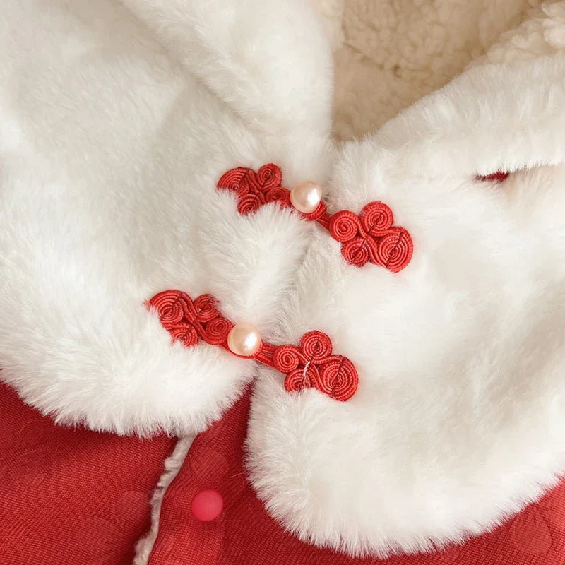 style hivernal poncho rouge bébé