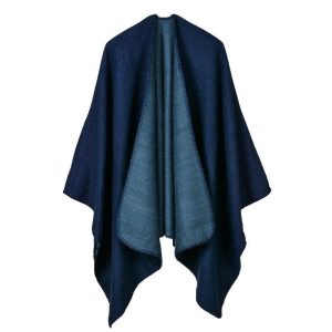 Poncho bleu élégant pour femme