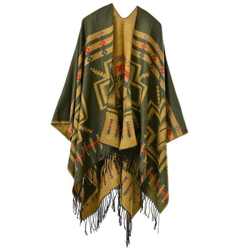 Poncho Bohème à motifs