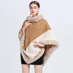 poncho camel femme