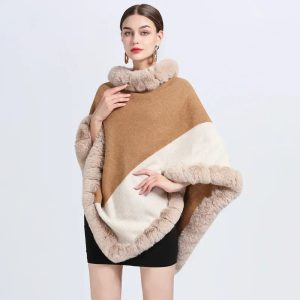 poncho camel femme