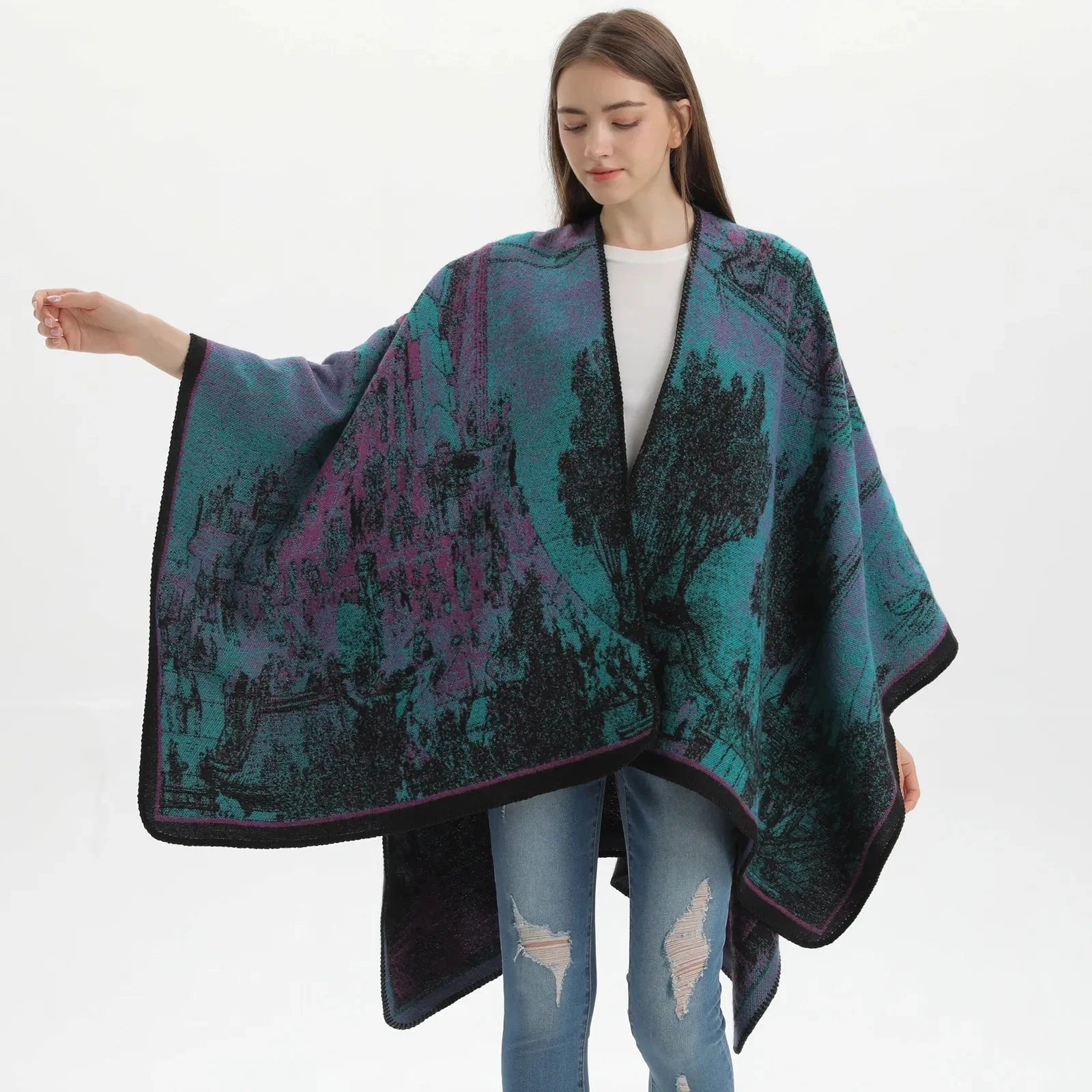 Poncho Châle Femme Chaud élégant