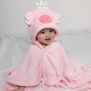 Poncho de Bain Bébé Fille doux et rose