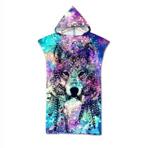 Poncho de Plage Loup au design unique