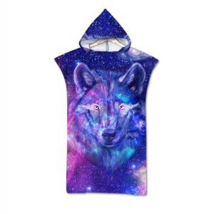poncho de plage loup lunaire