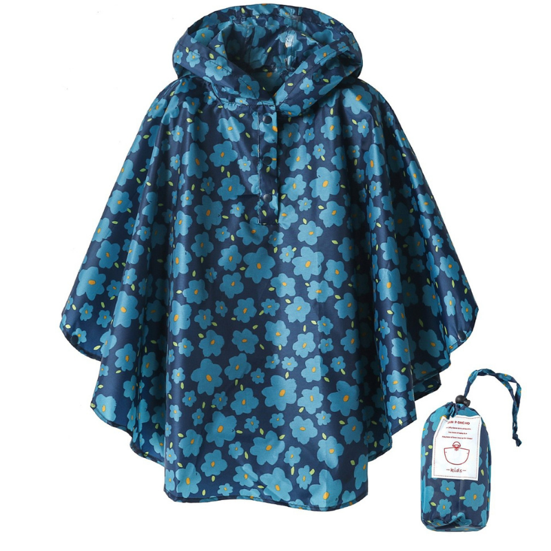Poncho de Pluie Fille en motif floral