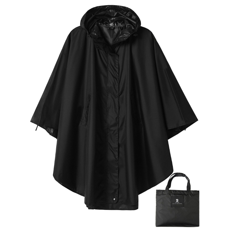 poncho de pluie noir élégant