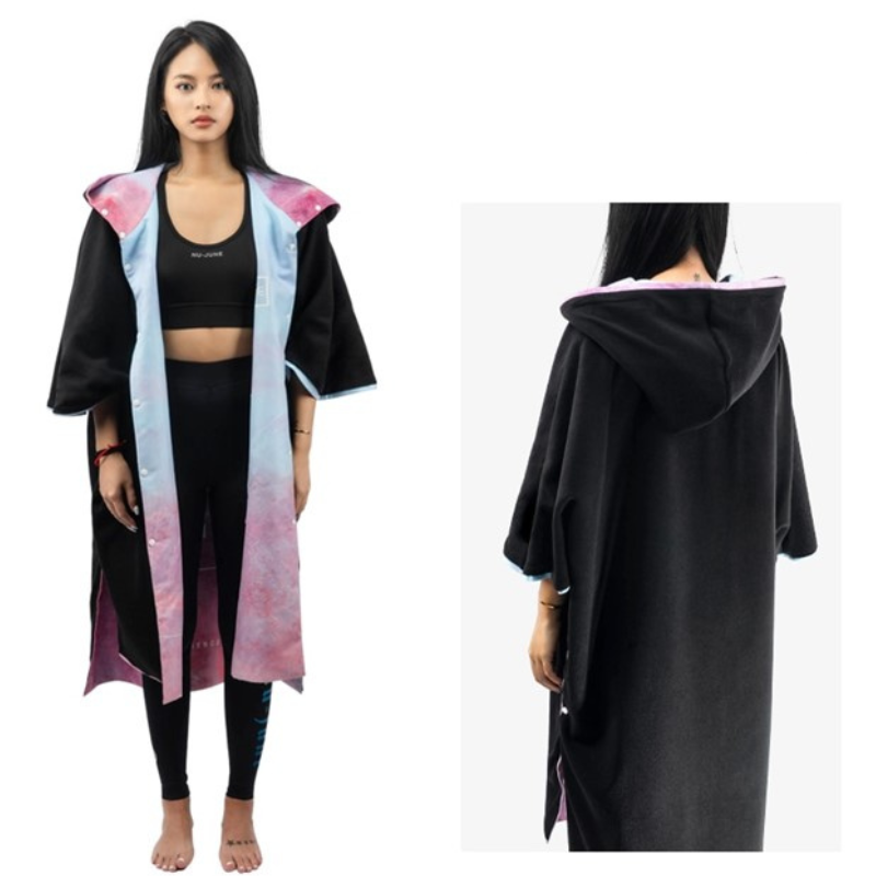 poncho de surf rose et bleu