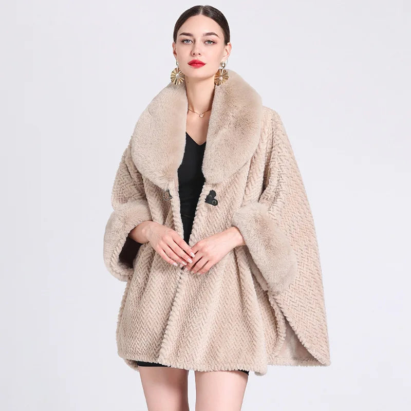 confort poncho fourrure femme