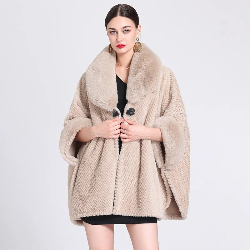 elegant poncho fausse fourrure