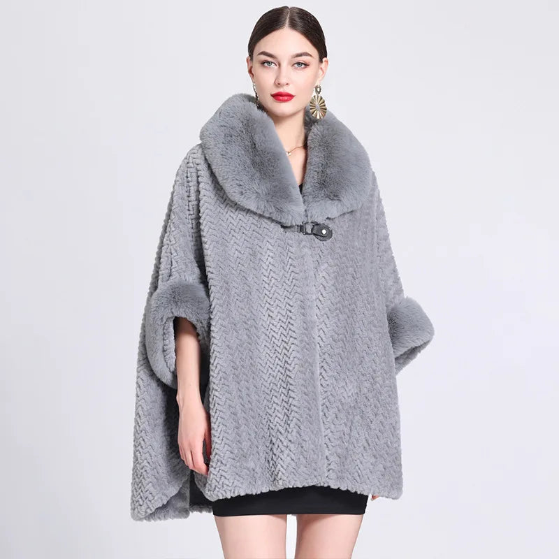 poncho fausse fourrure femme