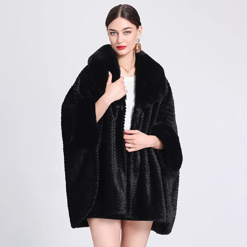 chic et cosy poncho fausse fourrure