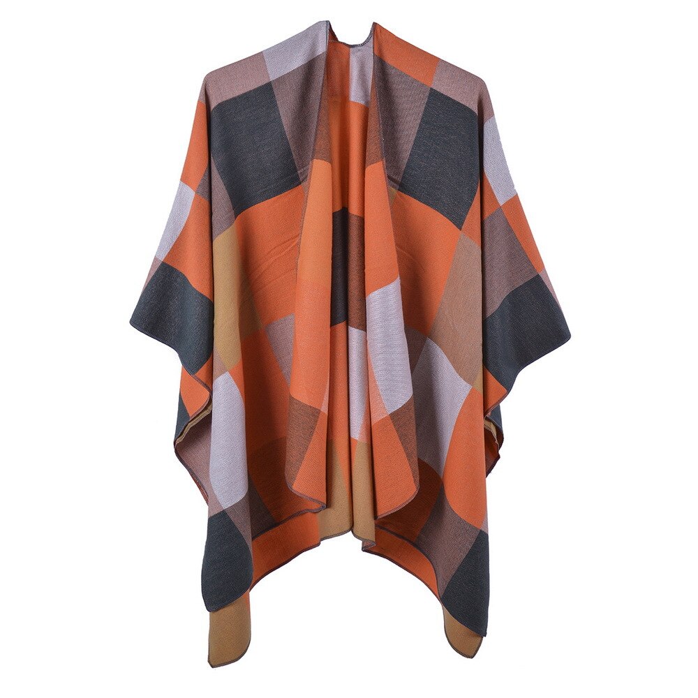 poncho carreaux élégant
