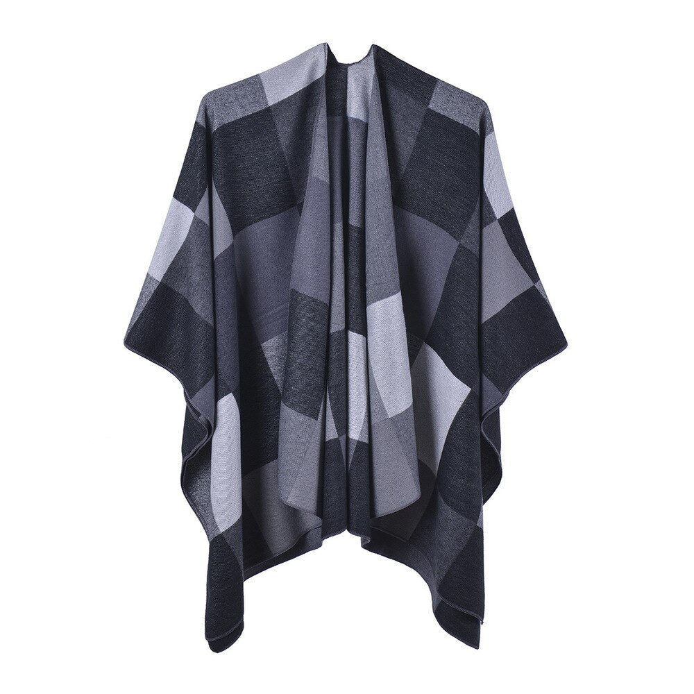 poncho à carreaux intemporel