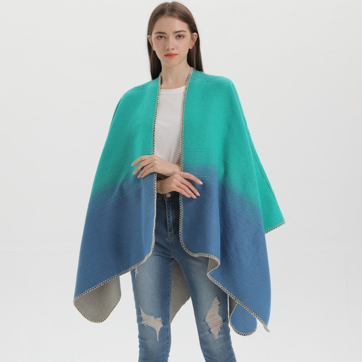 Poncho Femme Bleu élégant