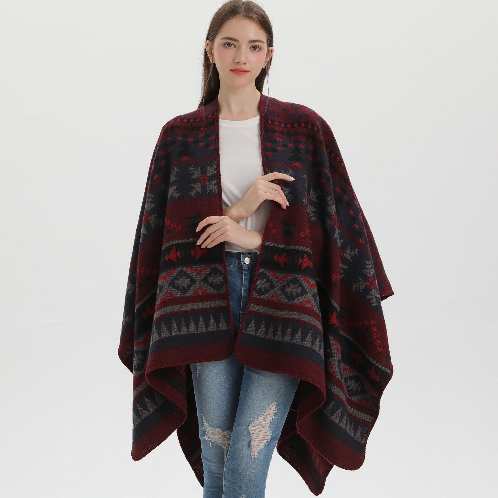 poncho boho femme
