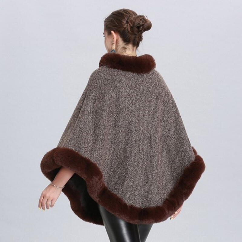 Élégant Poncho Fourrure Femme