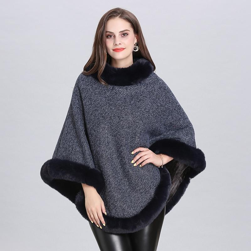 Poncho Femme Luxe Fourrure