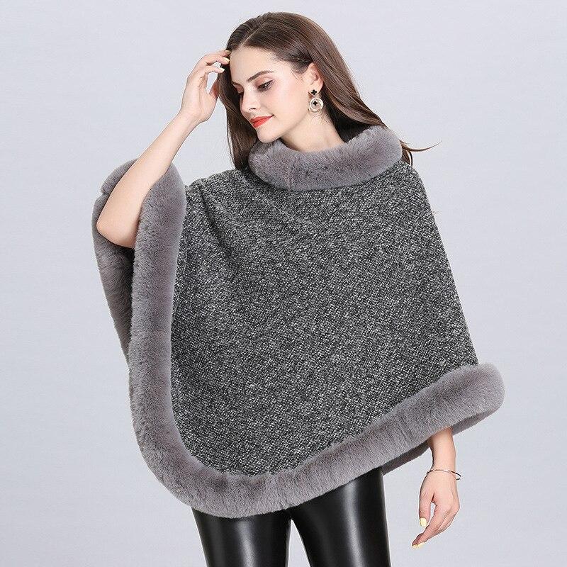 Chic Poncho Femme Fourrure