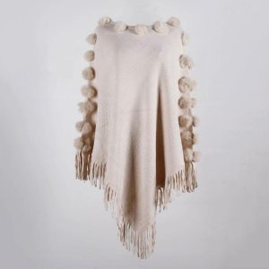 Poncho Femme Pompon chic