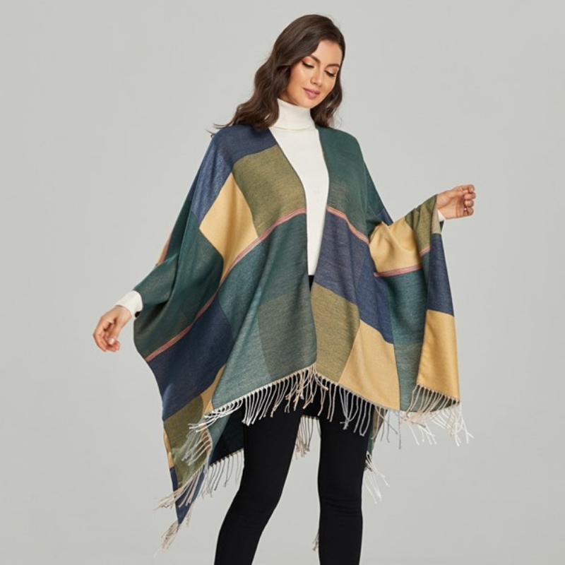 poncho vert tendance
