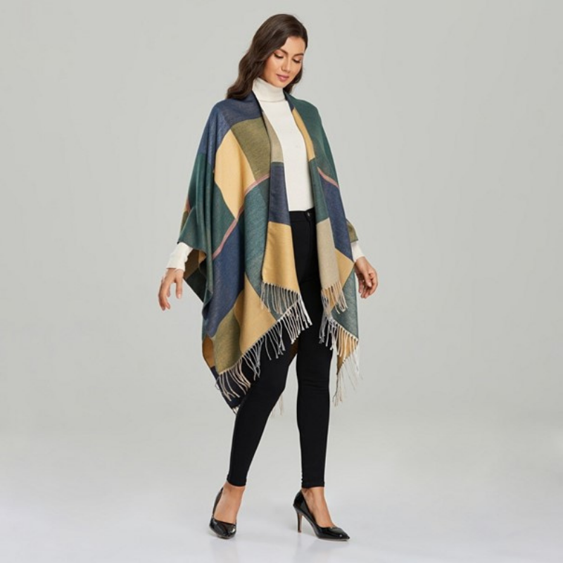 poncho femme nature verte