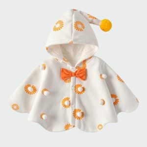 Poncho Fille Blanc avec Capuche