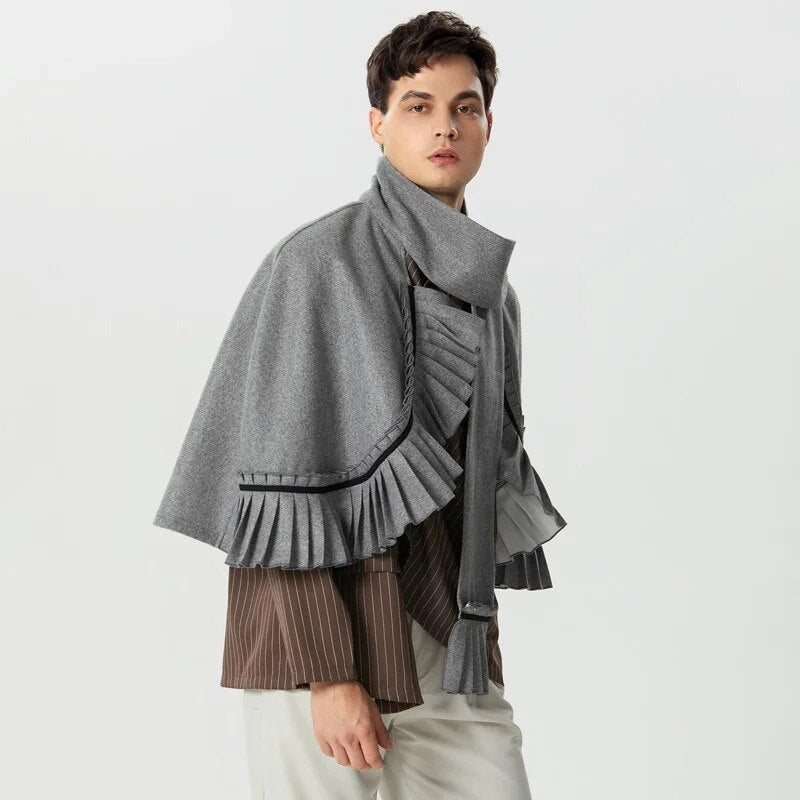 Élégant poncho pour homme avec écharpe