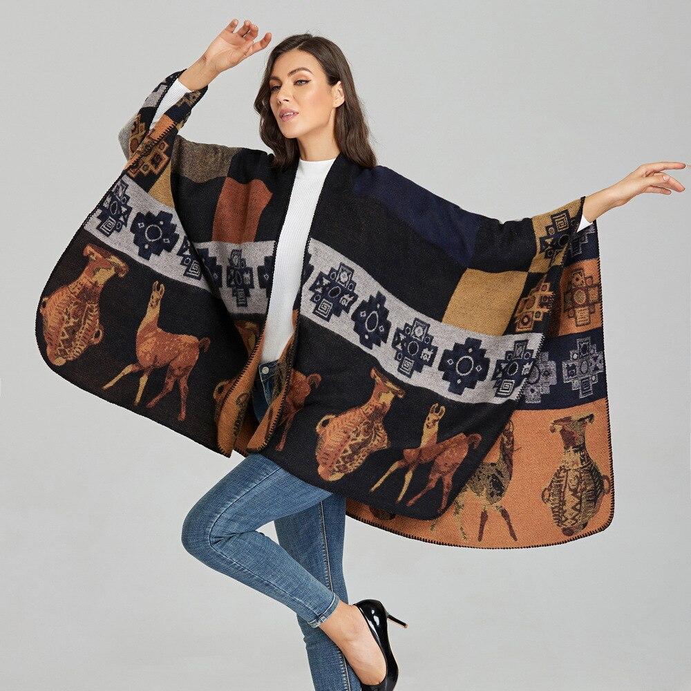 poncho chaud marron