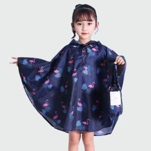 poncho pluie enfant motif flamants roses