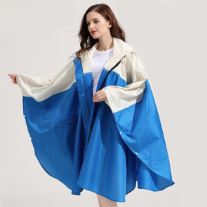 Poncho Pluie Femme Bleu & Beige