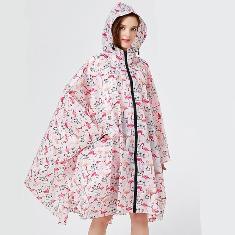 poncho femme motifs flamands roses