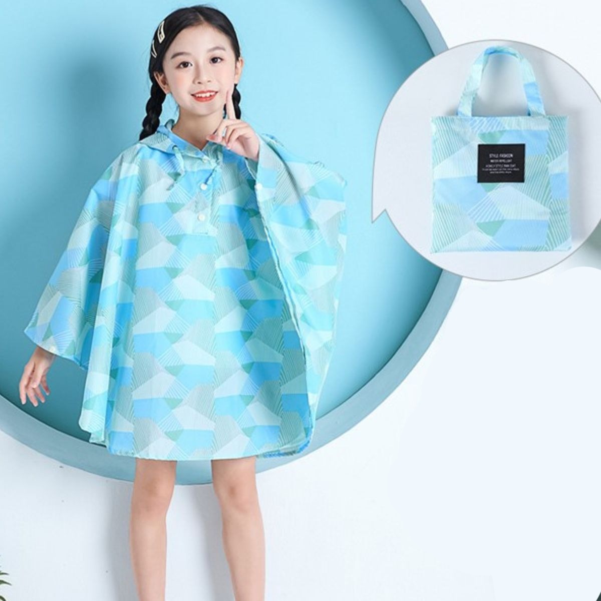 protection pluie enfant bleu