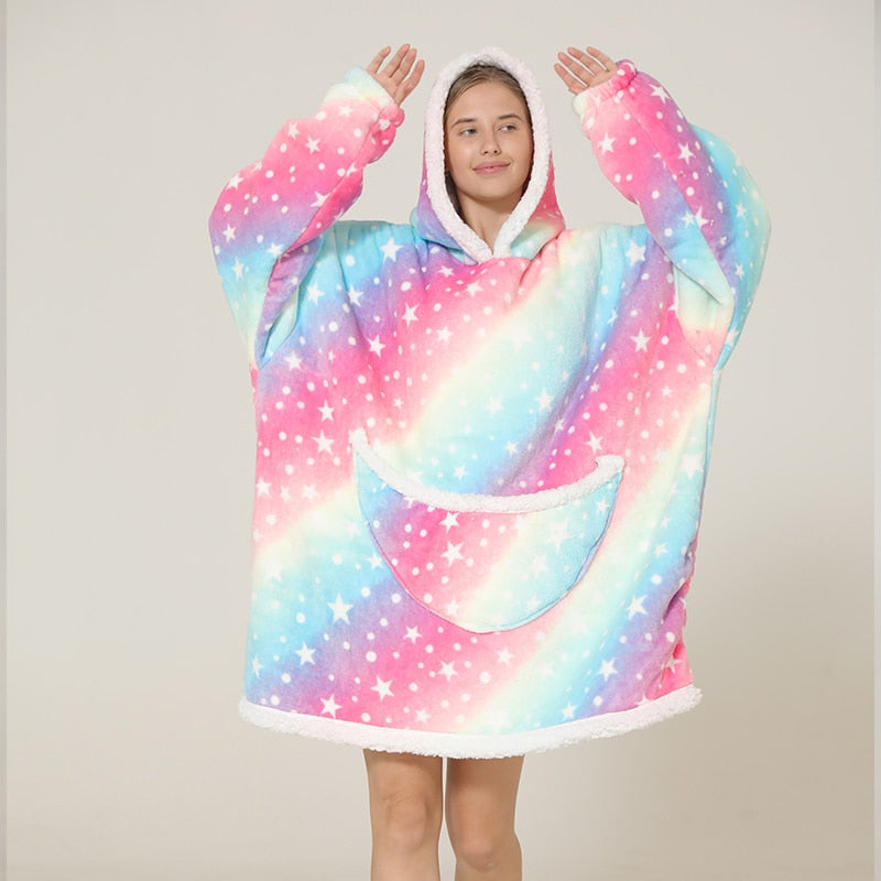 poncho polaire femme étoiles