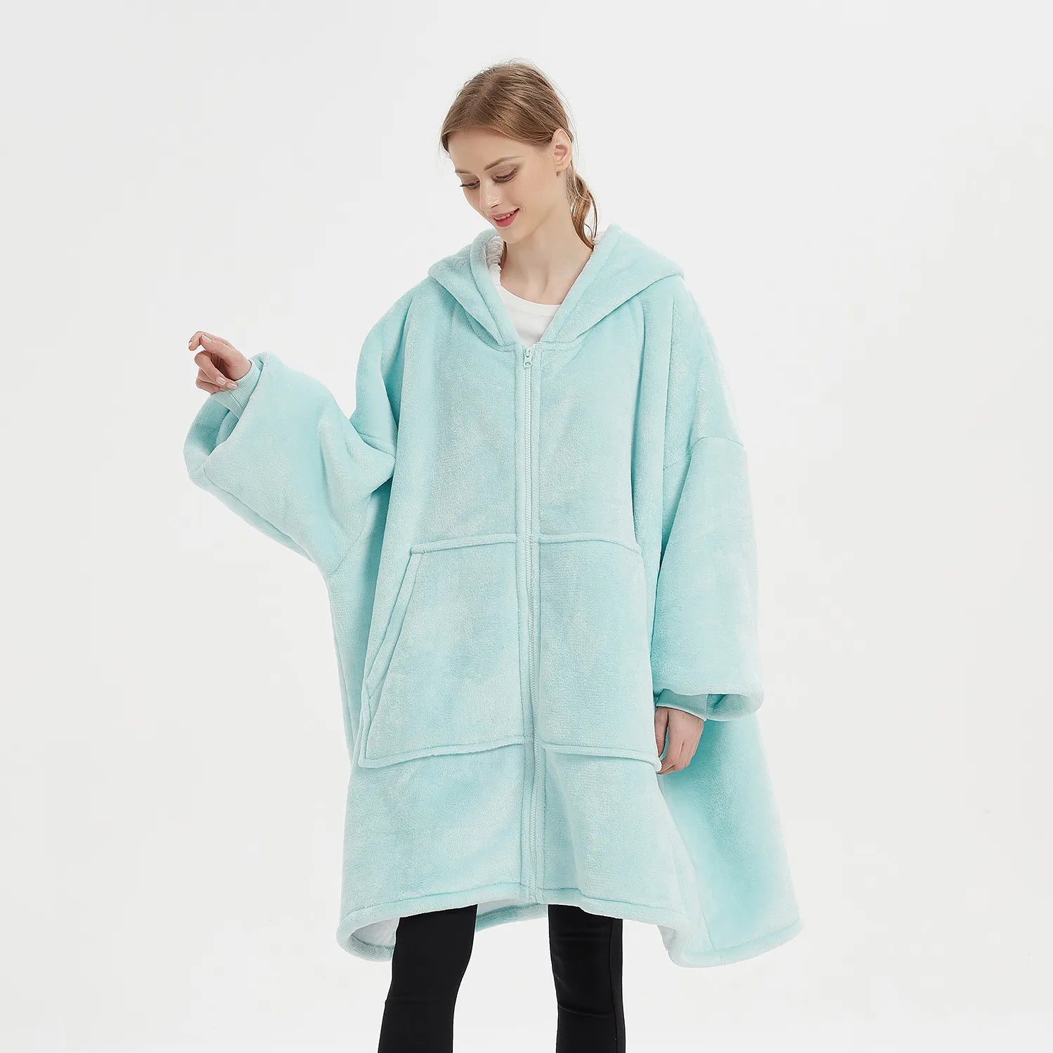 poncho polaire avec poches