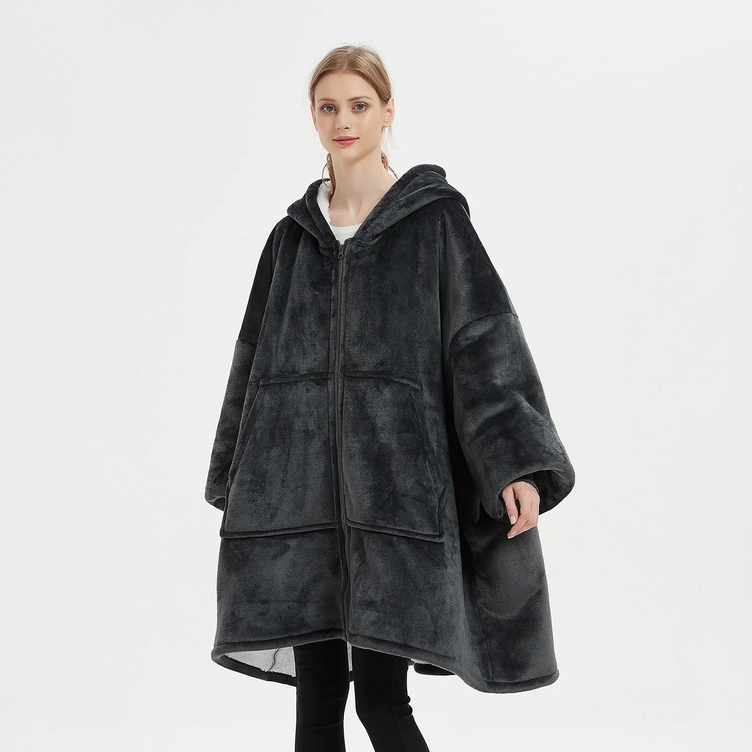 poncho femme capuche intégrée